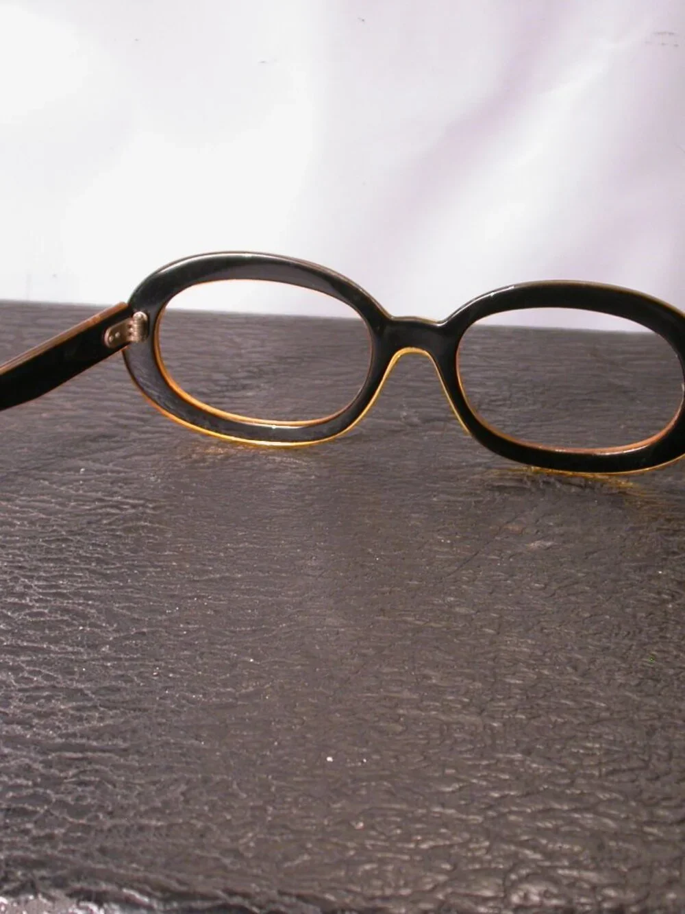 Vintage Bright Gold Yellow Unusual Oval Ladies Eyeglasses Frames France